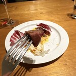 ドンブラボー - 牛レバー
      （サカエヤさんのレバーのコンフィ、焦がしバター生クリームのソース、トレヴィス、バルサミコ酢）