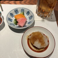 鳥さと 別邸 - 自家製ぬか漬けと箸休めの大根おろし