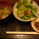 竜ノ声 - サラダとお吸い物とお新香