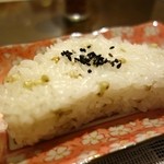 朱鞠内湖そばの花 -  蕎麦の実ご飯は炊き上がり良くもっちり。