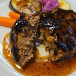 キッチン ブルー グローブ - ハンバーグの断面