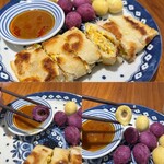 軟食力 - 卵、チーズ、とうもろこしの蛋餅、タロ芋あん入り地瓜球