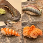 鮨さかもと - かますの皮
      小肌
      車エビ
      赤貝