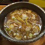 笹はら - 白ネギ、ゆず皮があしらわれたつけ汁