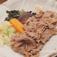 ざくろ TBS店 - 牛ロースバタ焼きと温野菜
