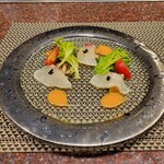 XIV Karuizawa Teppanyaki - Tataki of Yellowtail and Marinated Mushrooms from Yamako Mushroom Farm