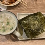 ヤキトリ まだらや - 塩むすび 鶏スープ