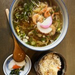 松月 - かき揚げ蕎麦定食900円