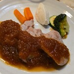 キッチン ブルー グローブ - 反対側から、ポリネシアンソースはタップリ