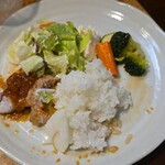 キッチン ブルー グローブ - ご飯、サラダを追加