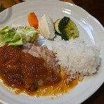 キッチン ブルー グローブ - ご飯を乗せて