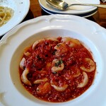 ガラタ - タコのラグーピリ辛オレキエッテ⭐️むちむちしたオレキエッテがとても美味しい❤️タコのラグーなのでお肉のソースより軽くて♫