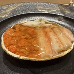 あま木 - セイコ蟹とシャリの蒸し寿司　美しい盛り付けにうっとり