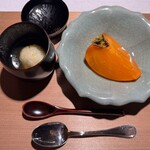 石葉 - 水菓子）江戸柿／甘味）葛湯　道明寺餅　柚子