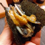 寿司 松岡 - めひかりの雲丹ソースかけ