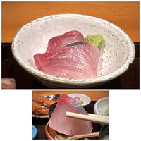 大漁市場 なるみ乃 - ◆間八のお刺身・・二切れですけれど、付くと豪華に感じます。(-∀-)