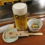 やきとり山平 - まずはビールです