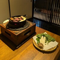 あひ鴨一品 鳥安 - 鴨鍋 ... 野菜はしいたけ、ねぎ、春菊