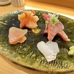 すしのいずみ - 赤貝、スマガツオ、金目鯛の味噌漬け、スズキ