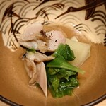 温石 - 山東菜と蓮根の揚げ団子と蛤のお鍋