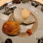 温石 - 前菜　蕪の風呂吹きと揚げた真薯