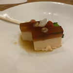 蕎麦割烹  倉田 - あん肝豆腐、ポン酢ジュレ、菜の花、百合根