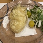 蕎麦割烹  倉田 - 天ぷら：三陸広田湾産 牡蠣、銀杏、春菊