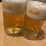 焼鳥ぎんじ - 酔ってきたらサイズが大きいクリアアサヒに変更！