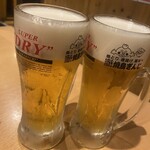 焼鳥ぎんじ - 最初の数杯はスーパードライで！