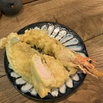 天ぷらスタンド 北吉 - 海老　とり天　キス