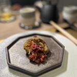 焼肉牛印 - 雲仙椎茸のフライ 和牛タルタルソース（ランプ・ヒレ）す