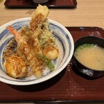 天ぷらと手延べそうめん あさやま - 豪華海鮮上天丼　みそ汁付き