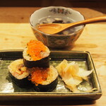 小皿のまぐろとさば。 - アテ巻き