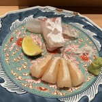 浅草壽司清 - 明石のタイとアコヤガイ