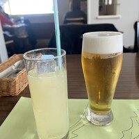 オステリアガウダンテ 神戸ハーバーランド店 - セットのグレープフルーツジュースと生ビール(+300円)