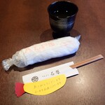 てんぷら石原 - 着席後すぐのセッティング。