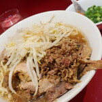 ラーメン二郎 - ラーメン半分＋青ネギ崩