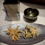 奈良 - ごぼうのたたき、河豚の皮の湯引き