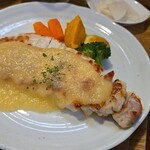 キッチン ブルー グローブ - 反対側から、ジャンボサイズの三元豚、ありがとう