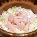 御料理 盈月 - 2024.12 真珠貝と白美人葱の炊き込みご飯