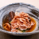 御料理 盈月 - 2024.12 桜海老すき煮 岩津葱 天恵菇