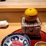 銀座 しのはら - レモン釜のすき焼き