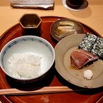 銀座 しのはら - 白飯と鰤の漬け
