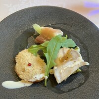 ベル･エポック - （アミカル）「前菜3種盛り」、
                鯛のブルスケッタ、ローストポーク、生ハムメロン