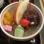 甘味処 彦いち - セットについてくる甘味をあんみつで