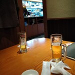 三代目網元　魚鮮水産 - まだ外は明るいけど複数の生ビールを飲み干しました。グラス交換制です。生ビール５杯飲んだかな？
