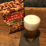 麹町いづみや しろ - あがりビール ・揚げ塩いかあられ