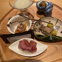 にかい笹木 - 冷製スープ　くわい　銀杏　牡蠣　柿　などなど