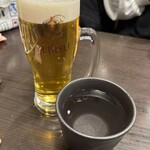とんかつ多酒多彩 地蔵 - 生ビールと佐藤（白麹）お湯割で、乾杯♨️