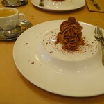 Felicita Pizzeria Trattoria - 和栗のモンブラン、ホットコーヒー